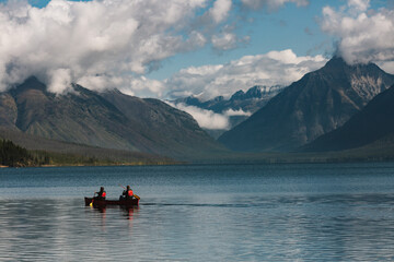 Fototapeta na wymiar Canoe on a Mountain Lake