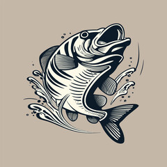 Flat design freshwater fish illustration. Freshwater fish vector illustration for t-shirt design