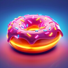 doughnut neon bomb, cartoon, illustration, 3d , illustration