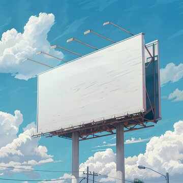 closeup billboard, white, background have clound , illustration