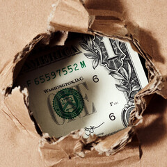 one us dollar paper hole money background 