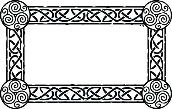 Small Rectangular Celtic Border Frame - Triskele Spirals