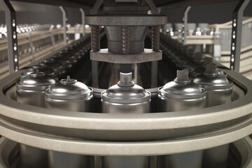 Automated Aerosol Cans Production Line in a High-Tech Manufacturing Plant