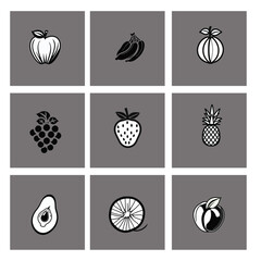 Fruit Icons: A Sheet of Fruit Icons, Showcasing a Variety of Fresh and Juicy Options for Vibrant and Healthy Living
