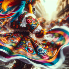 Traditional Cinco de Mayo Dance Motion Woman Whirl Colors Mexican Celebration

