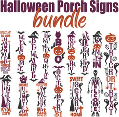 Fototapeta na wymiar Halloween Porch Signs Vector Bundle