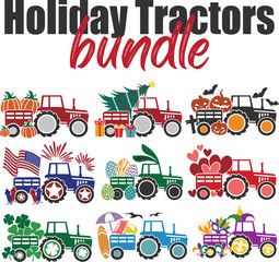 Holiday Tractors Vector Bundle