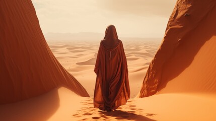 Futuristic desert aesthetics the allure of dunes and science fiction intrigue in captivating beauty - obrazy, fototapety, plakaty
