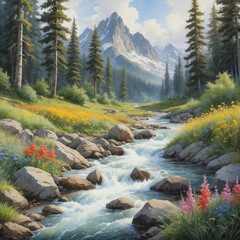 Riverside Serenity Nature's Painting in Forest Landscapes