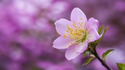Spring flower blossom closeup with bokeh background, springtime nature