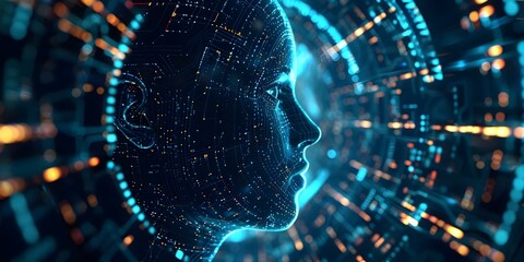 Advancements in Machine Learning: The Fusion of Human Intelligence and Computer Technology. Concept Machine Learning, Human Intelligence, Computer Technology, Advancements in Technology - obrazy, fototapety, plakaty