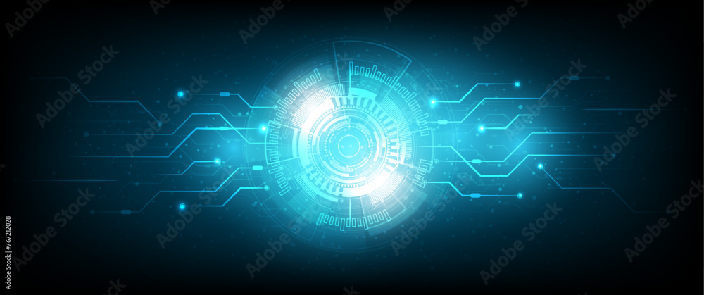 Poster abstract technology speed concept. technology chip processor background circuit board blue technolog