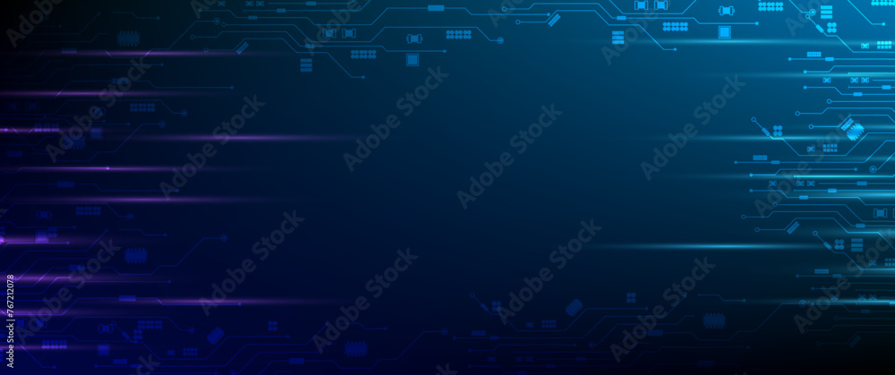 Poster abstract technology speed concept. technology chip processor background circuit board blue technolog