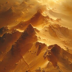 Aerial photography of mountains from above during golden hour