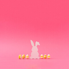 Concept with rabbit and easter egg. Minimal flat layout.