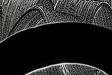 clear wiped stripe out of soap foam on window glass, black background