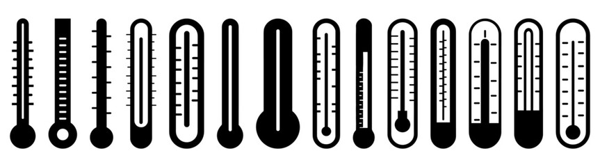 Thermometer silhouette set vector design big pack of illustration and icon - obrazy, fototapety, plakaty