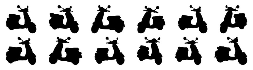 Moped scooter silhouette set vector design big pack of illustration and icon © Catnip