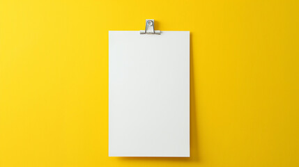 Pinned white note paper on a bright yellow wall