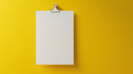 Pinned white note paper on a bright yellow wall