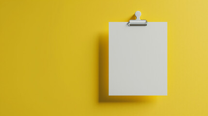 Pinned white note paper on a bright yellow wall