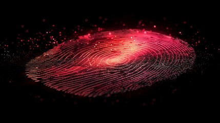 futuristic digital processing of biometric fingerprint scanner. concept of surveillance and security scanning of digital programs and fingerprint biometrics. cyber futuristic applications, future.