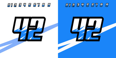 racing number 42 in blue for sports, racing, racing and esports