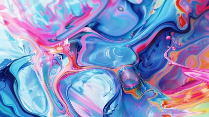 Swirls of Colorful Paint Liquid Mixing Background
