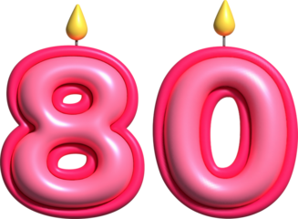 80 Pink Candle 3D
