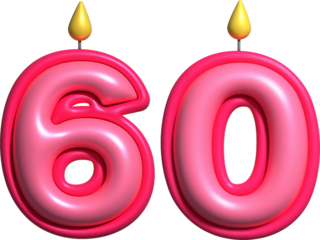 60 Pink Candle 3D
