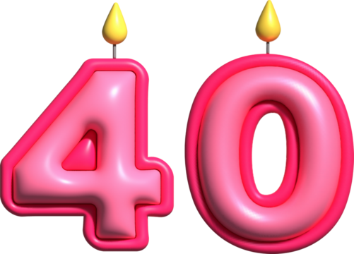 40 Pink Candle 3D - Powered by Adobe