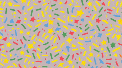 Fototapeta na wymiar Whimsical Celebration: Vibrant Hand-Drawn Sprinkle Seamless Pattern - A Vector Delight