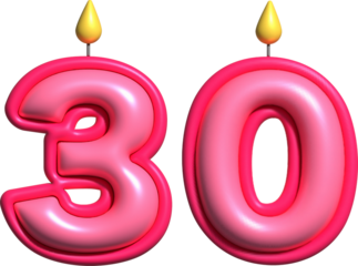 30 Pink Candle 3D