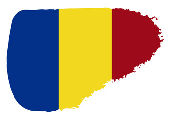 Obraz premium Romania flag with palette knife paint brush strokes grunge texture design. Grunge brush stroke effect