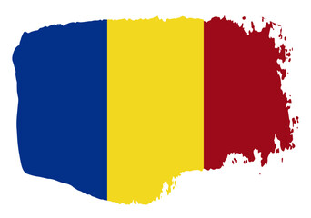 Romania flag with palette knife paint brush strokes grunge texture design. Grunge brush stroke effect