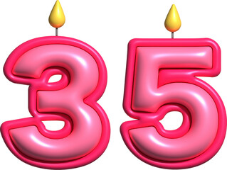 35 Pink Candle 3D