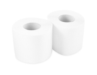 Soft toilet paper rolls isolated on white