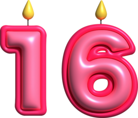16 Pink Candle 3D