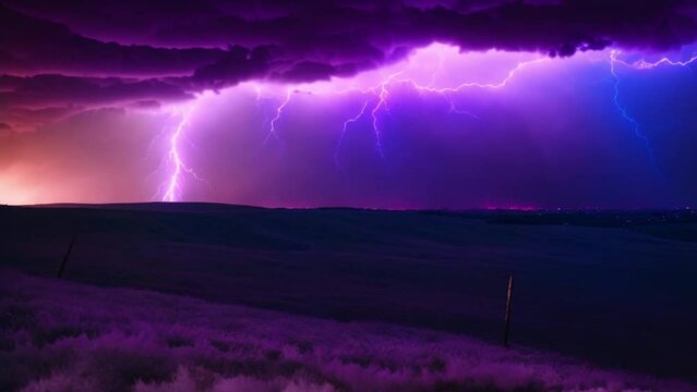 moving clouds with lightning a combination of blue and purple