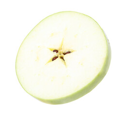 Piece of ripe green apple isolated on white