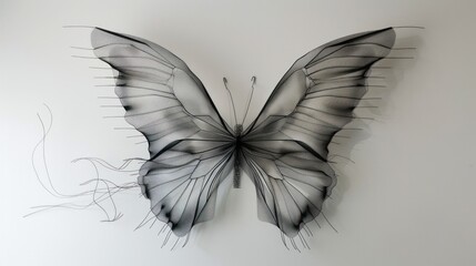 Single Line Forms Butterfly Art Piece. Simple and Elegant.