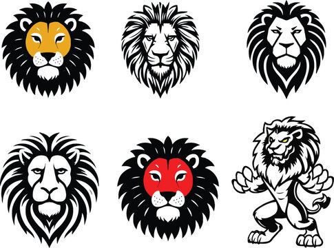 lion character vector black color design . background color is white