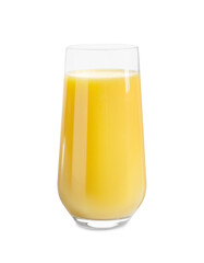 Refreshing orange juice in glass isolated on white