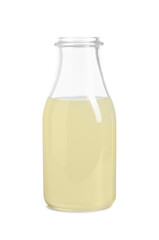 Refreshing lemon juice in bottle isolated on white