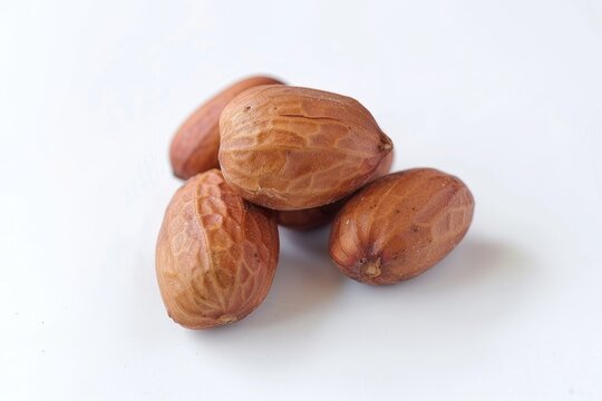 Closeup of Delicious Raw Peanuts on Brown Background for Eating and Diet