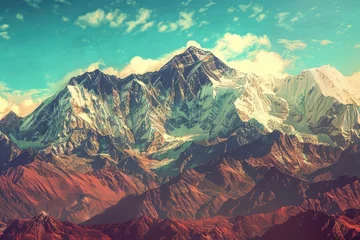 Meubelstickers Retro Himalaya Mountains Instagram Filter with Hipster Vibes and Abstract Background © Serhii