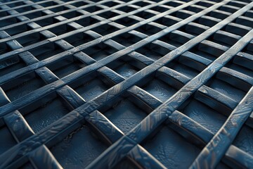 Three-Dimensional Expanded Metal Grid Render, Top View Illustration of Raised Expanded Metal Grid for Industrial and Decorative Use
