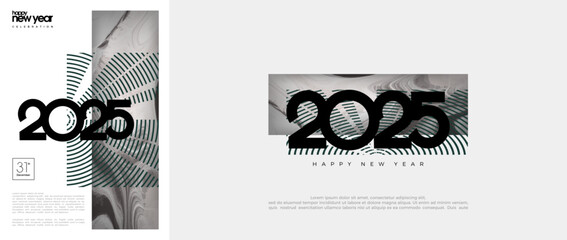 Happy New Year Poster Design. With a modern and bright appearance. Premium Design Happy New Year 2025.