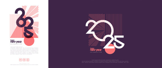 Happy New Year Modern Design Number. With a cover design or poster invitation to Happy New Year 2025.