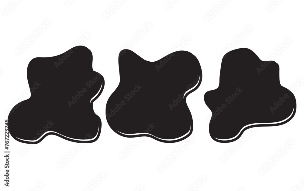 Poster abstract blotch shape. random abstract liquid organic black irregular blotch shapes. set of modern g
